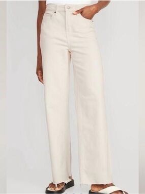 Blank NYC THE BAXTER Women’s Cream Color Straight Leg  Jeans Raw Hem LIKE NEW 30